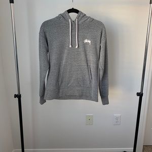 Stussy Gray Crewneck Hoodie with White Logo